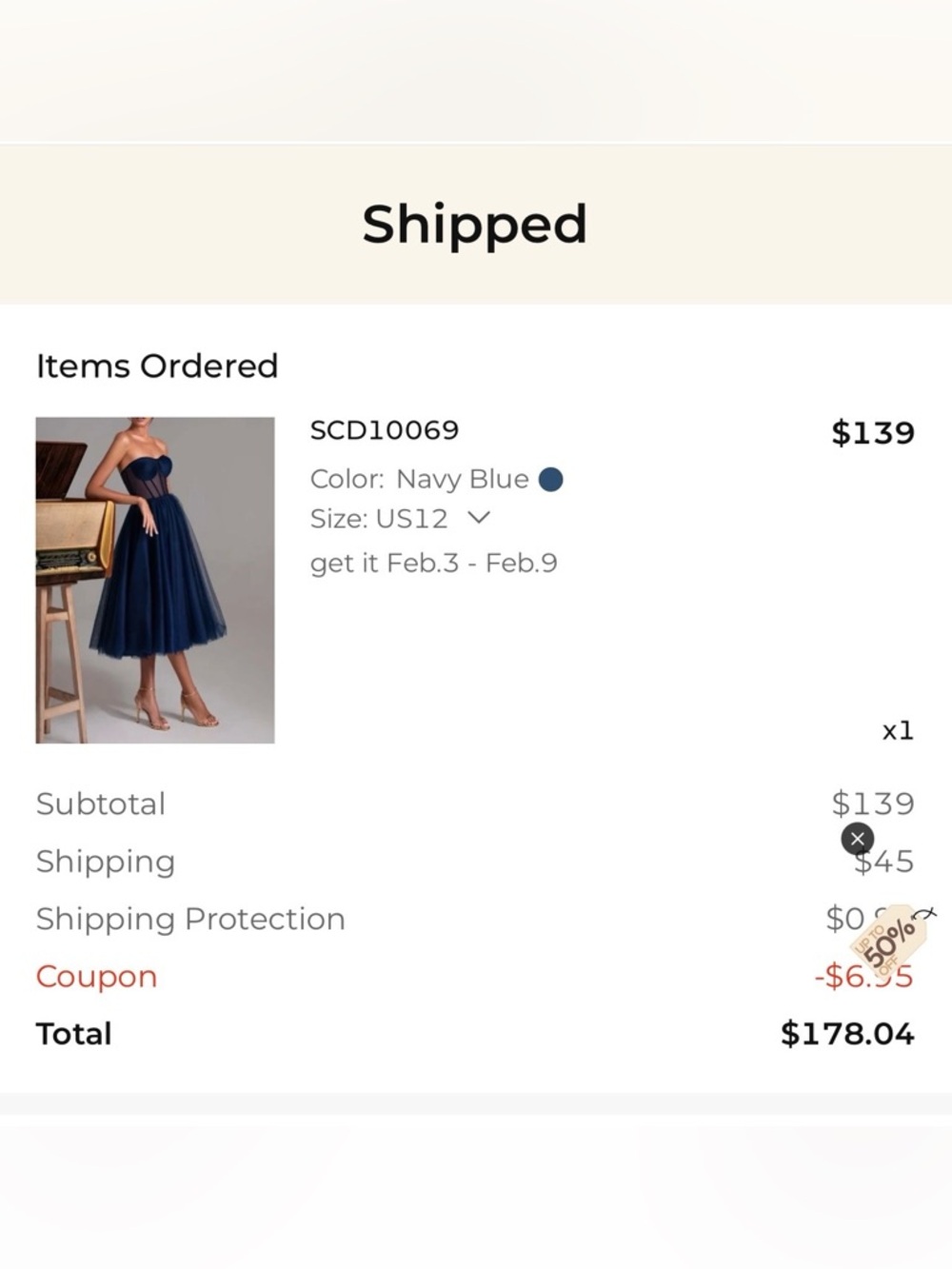 Strapless Navy Tulle Midi Dress with Corset Bodice - Picture 6 of 7